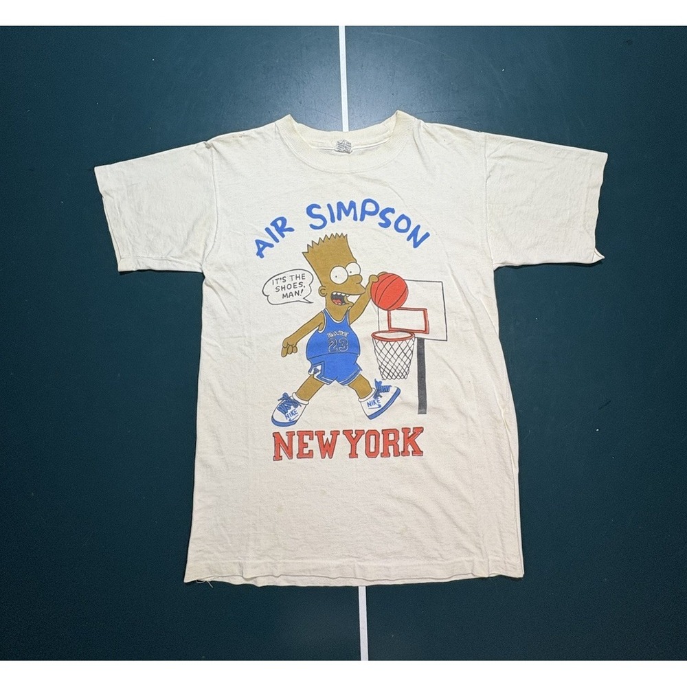 Vtg 90s‎ Bart Simpson "Air Simpson" New York Knicks T Shirt Single Stitch Size M